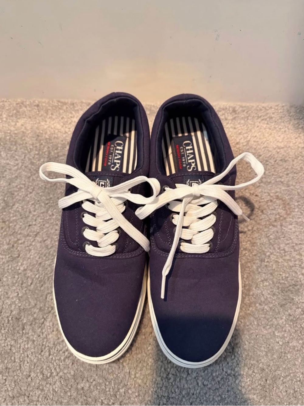 Chaps Men's Navy Canvas Low-Top Sneakers with White Laces